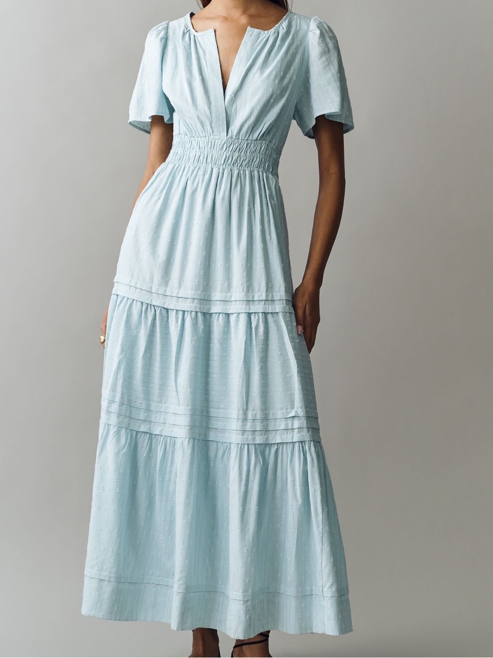 Anthropologie Somerset Maxi Dress Lurex Metallic New Small Corydalis Blue NWT